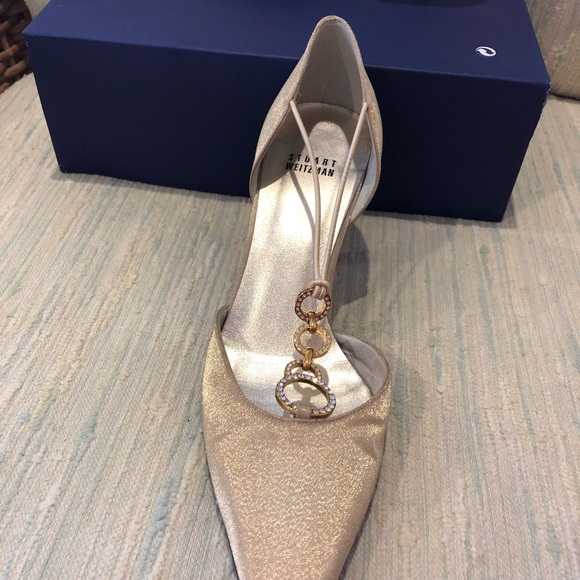 Gold Stuart Weitzman Tstrap heels - Picture 2 of 3